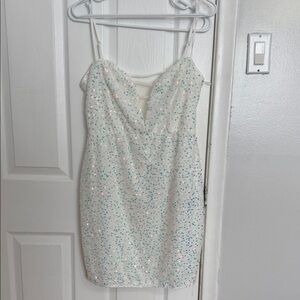 SHEIN White Sequin Mini Dress